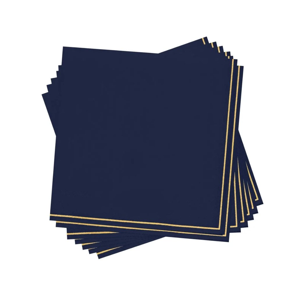 Navy & Gold Stripe Dessert Napkins 20ct