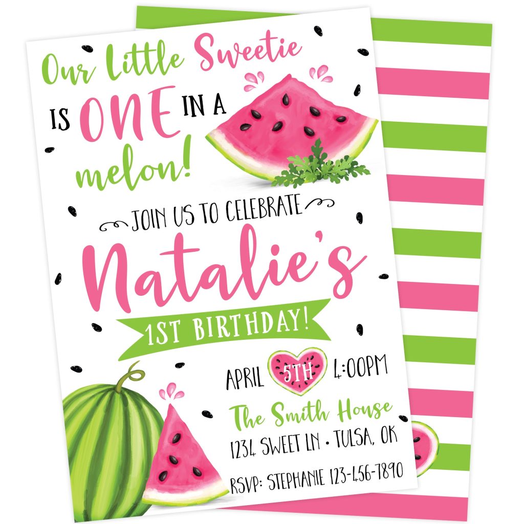 Watermelon First Birthday Party Invitation