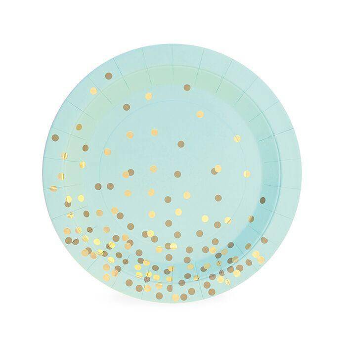 Mint Green With Gold Confetti Dessert Plates 12ct