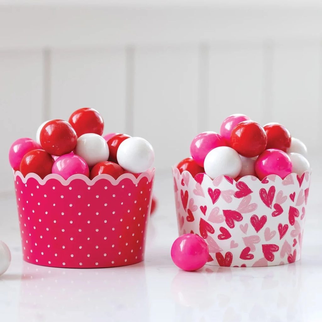 Pink Sketch Hearts & Polka Dot Jumbo Food Cups 40ct