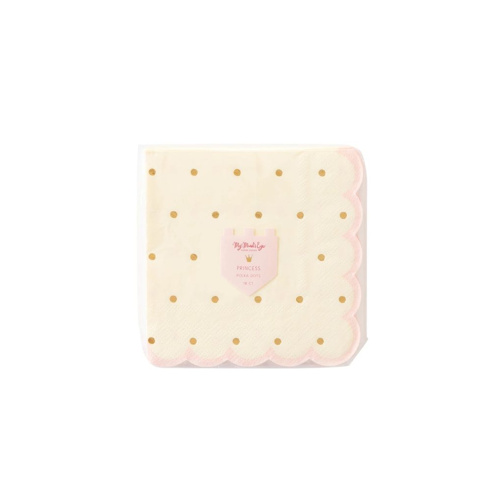 Gold Polka Dot Princess Dessert Napkins 18ct