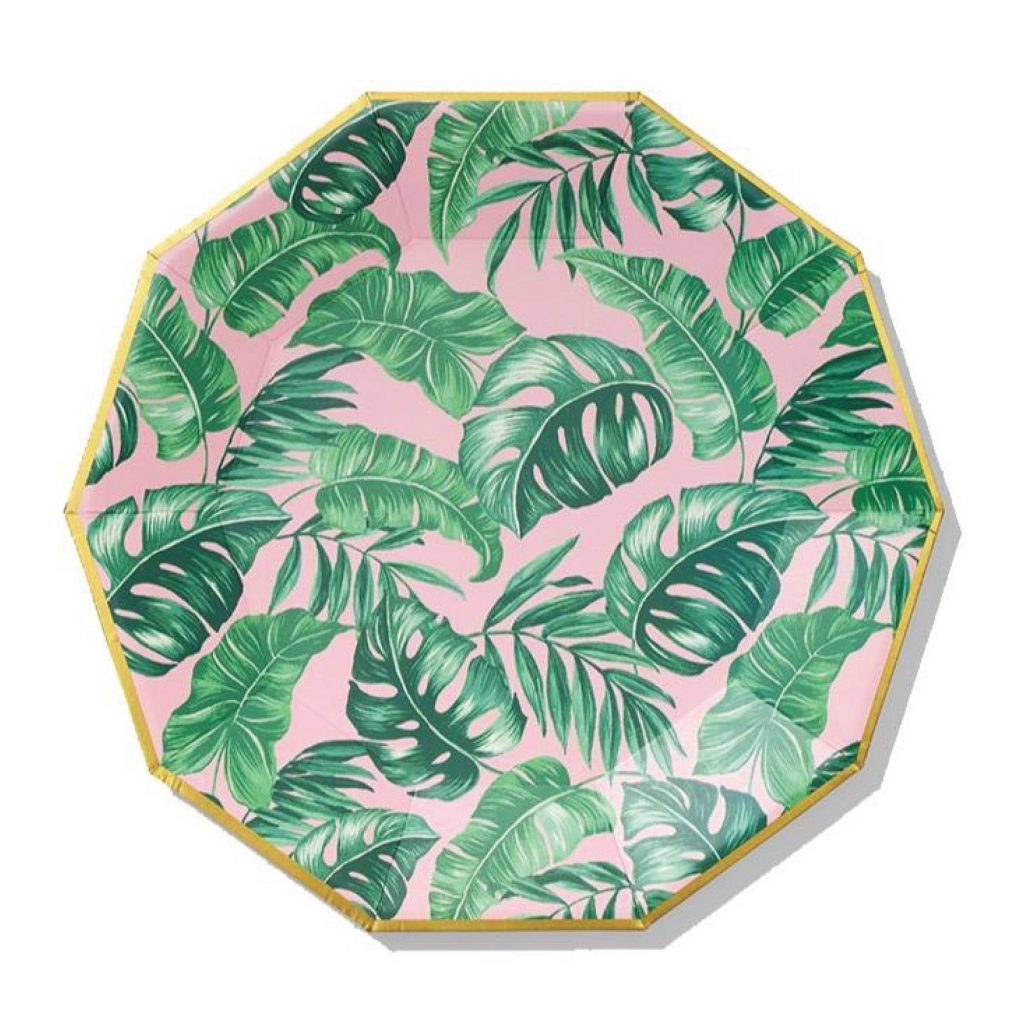 Pink Palm Leaf Lunch Plates 10ct