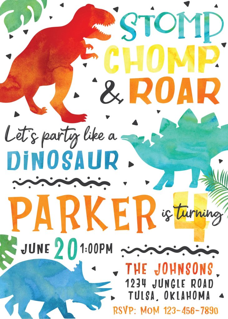 Dino-Mite Birthday Party Invitation