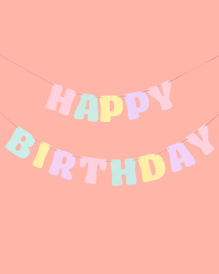 Pastel Happy Birthday Letter Banner 5ft