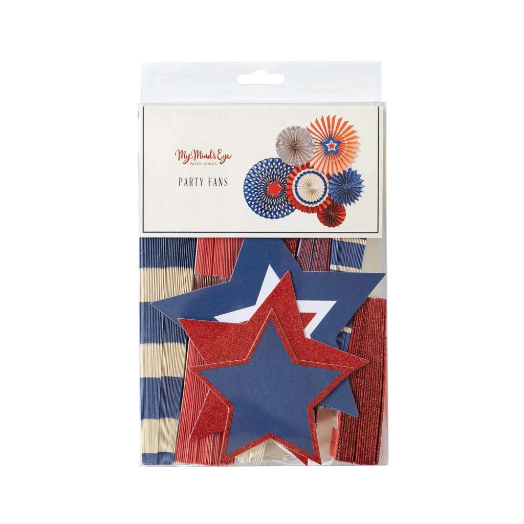 Patriotic Stars & Stripes Party Fans 6ct