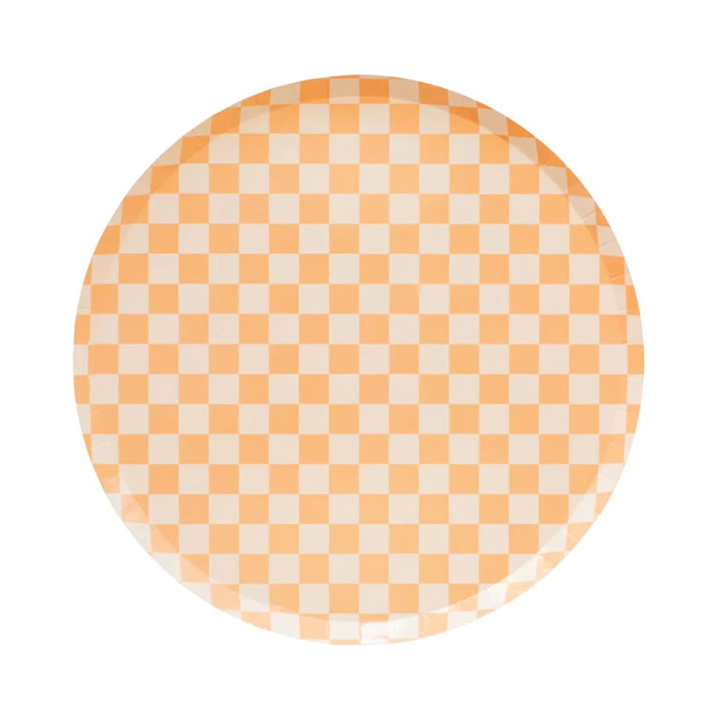 Peach & Cream Checkered Dessert Plates 8ct