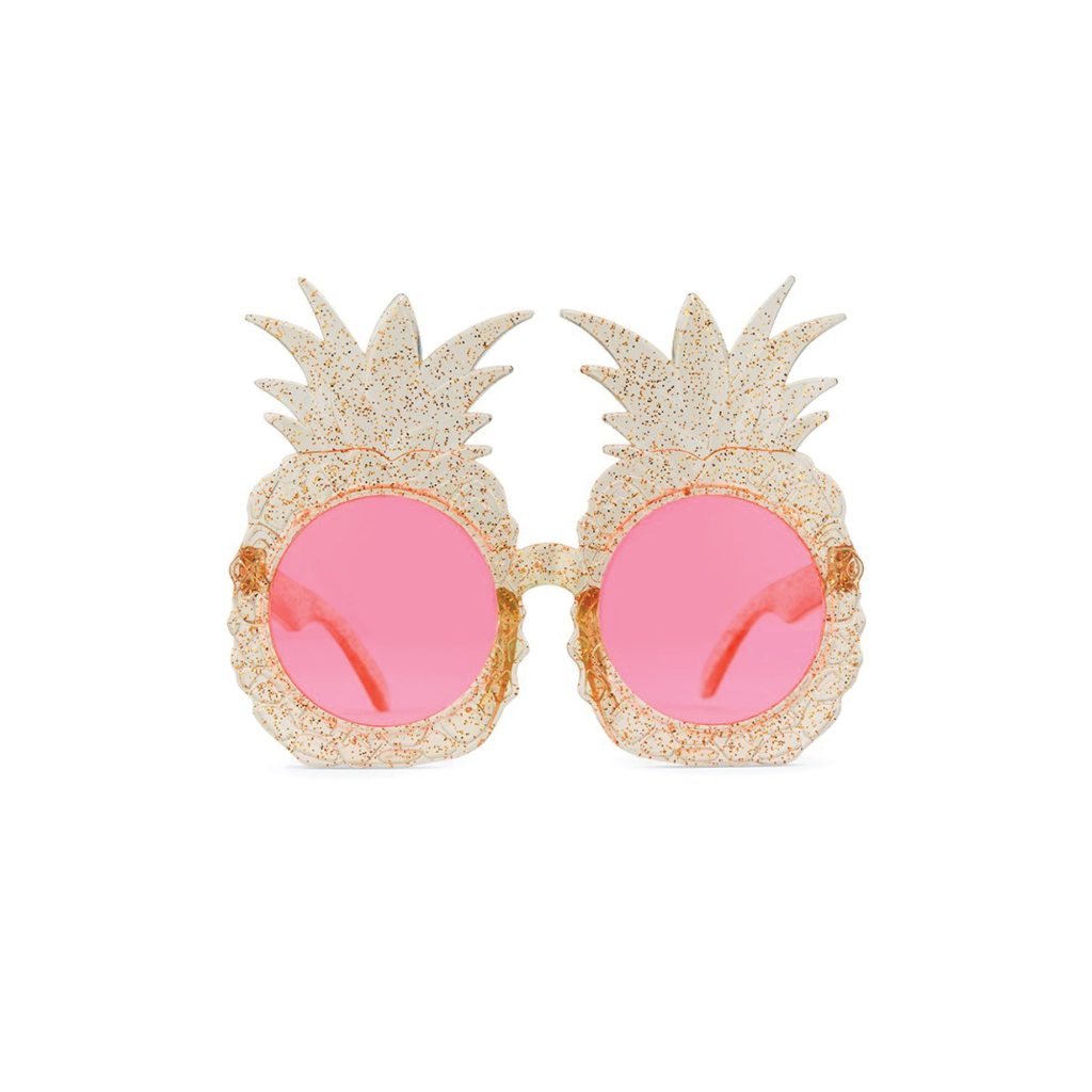 Gold Glitter Pineapple Plastic Sunglasses