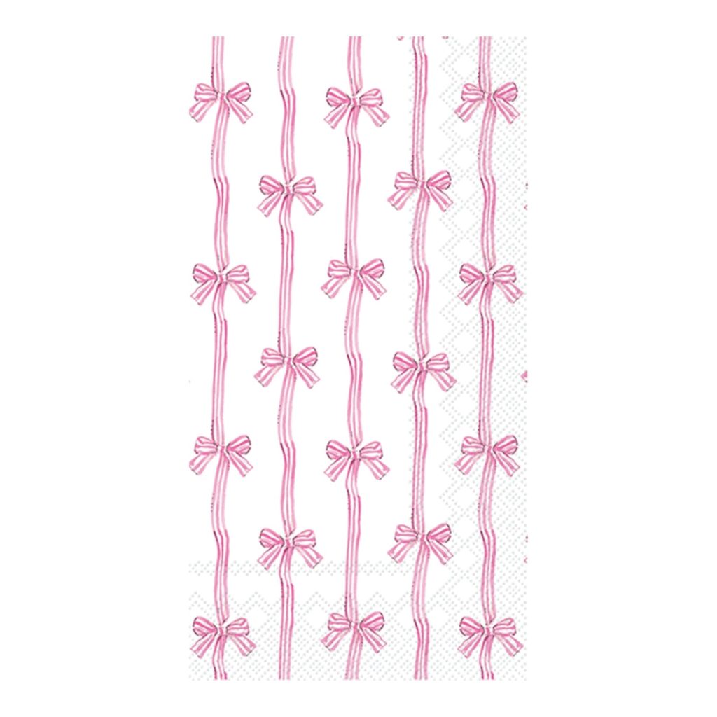 Pink Bow Stripes Paper Guest Towels 16ct