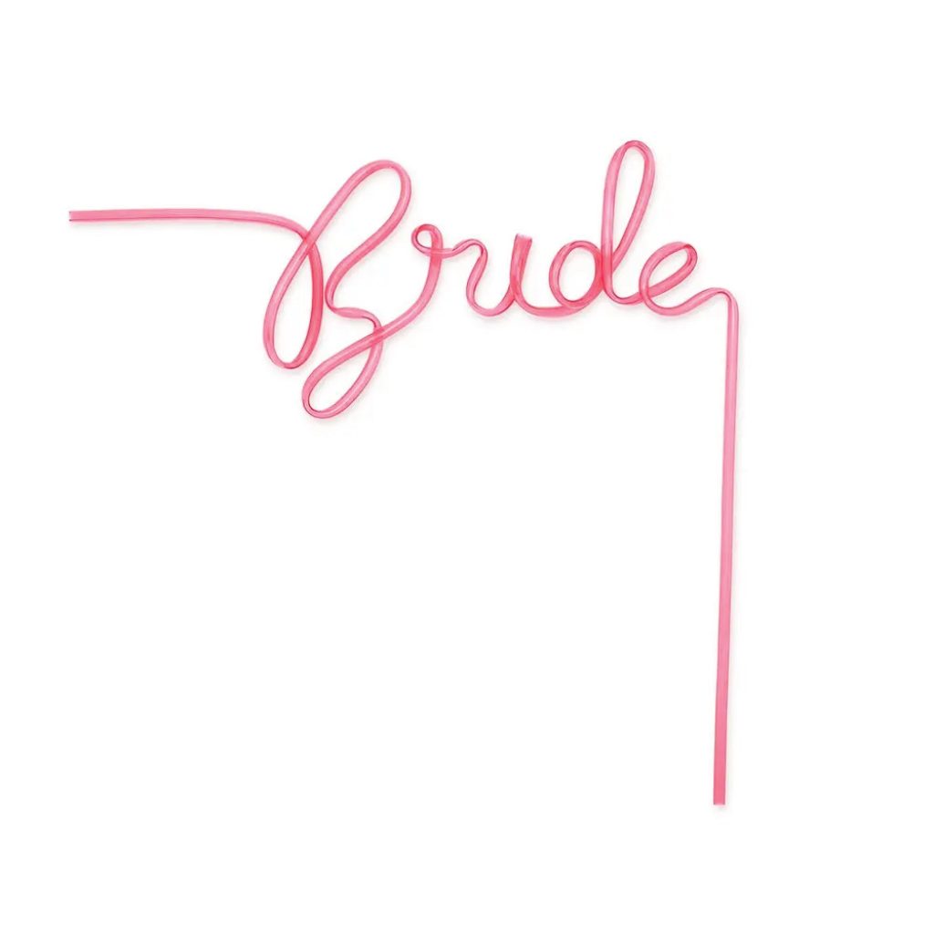 Pink Bride Plastic Word Straw