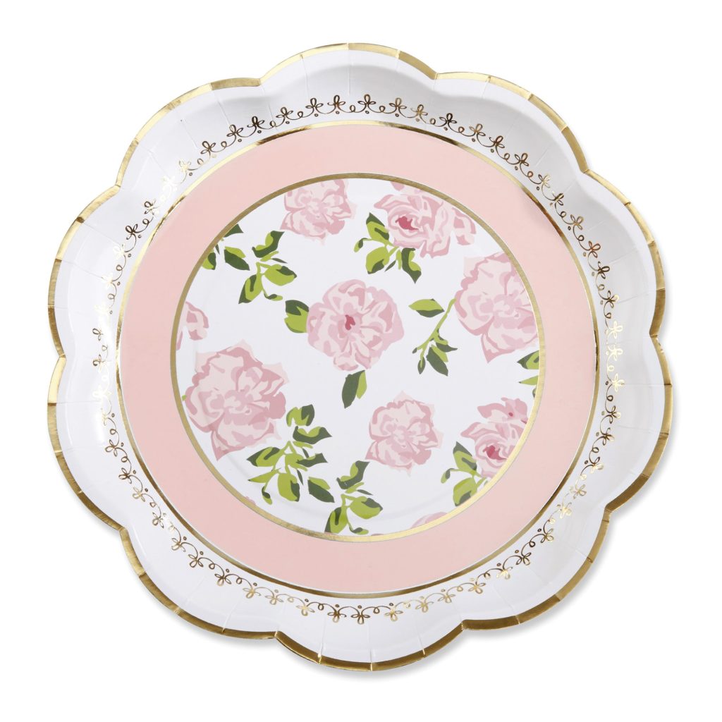 Pink Floral Tea Time Lunch Plates 16ct