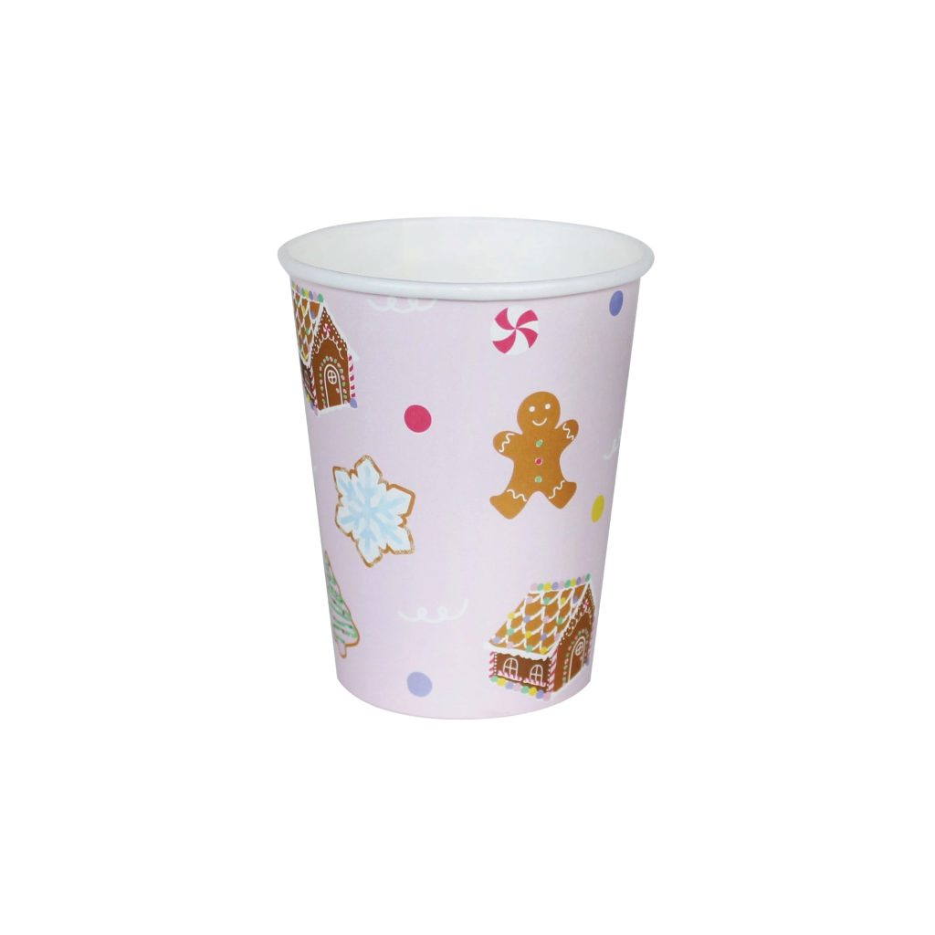 Pink Gingerbread House Paper Cups 12ct