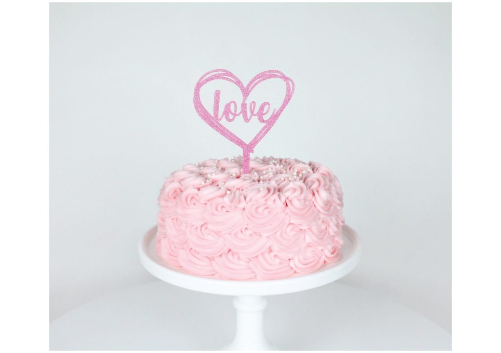 Pink Glitter Love Cake Topper