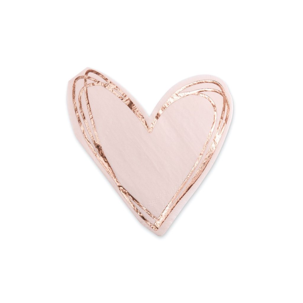 Pink Heart-Shaped Dessert Napkins 20ct