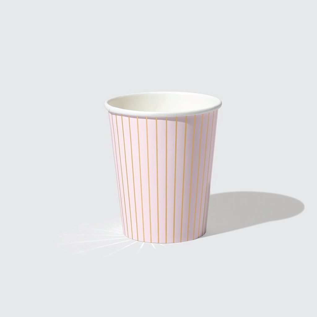 Pink & Gold Pinstripe Cups 10pk