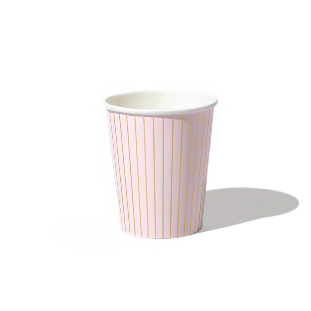 Pink & Gold Pinstripe Cups 10pk