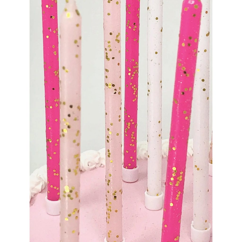 Pink Tones Glitter Birthday Candles 16ct