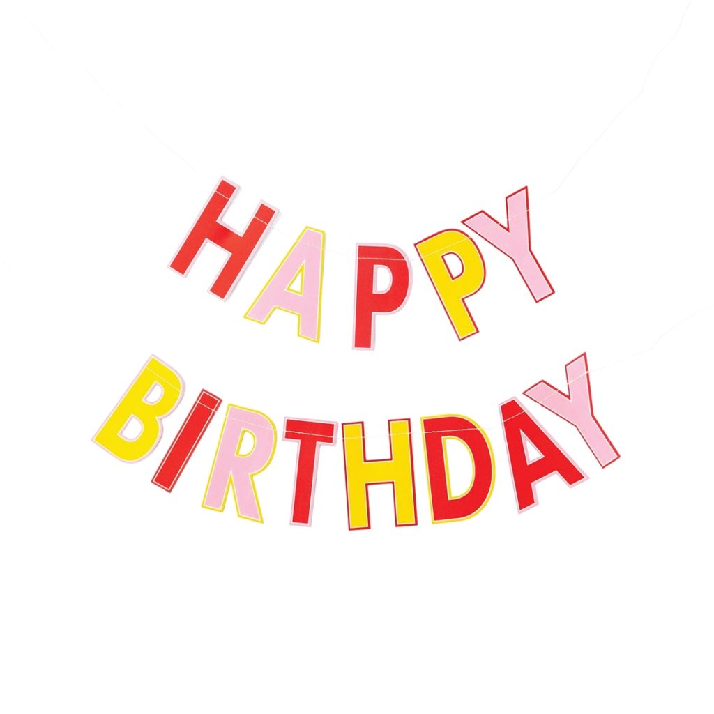 Pink Multicolor Happy Birthday Banner