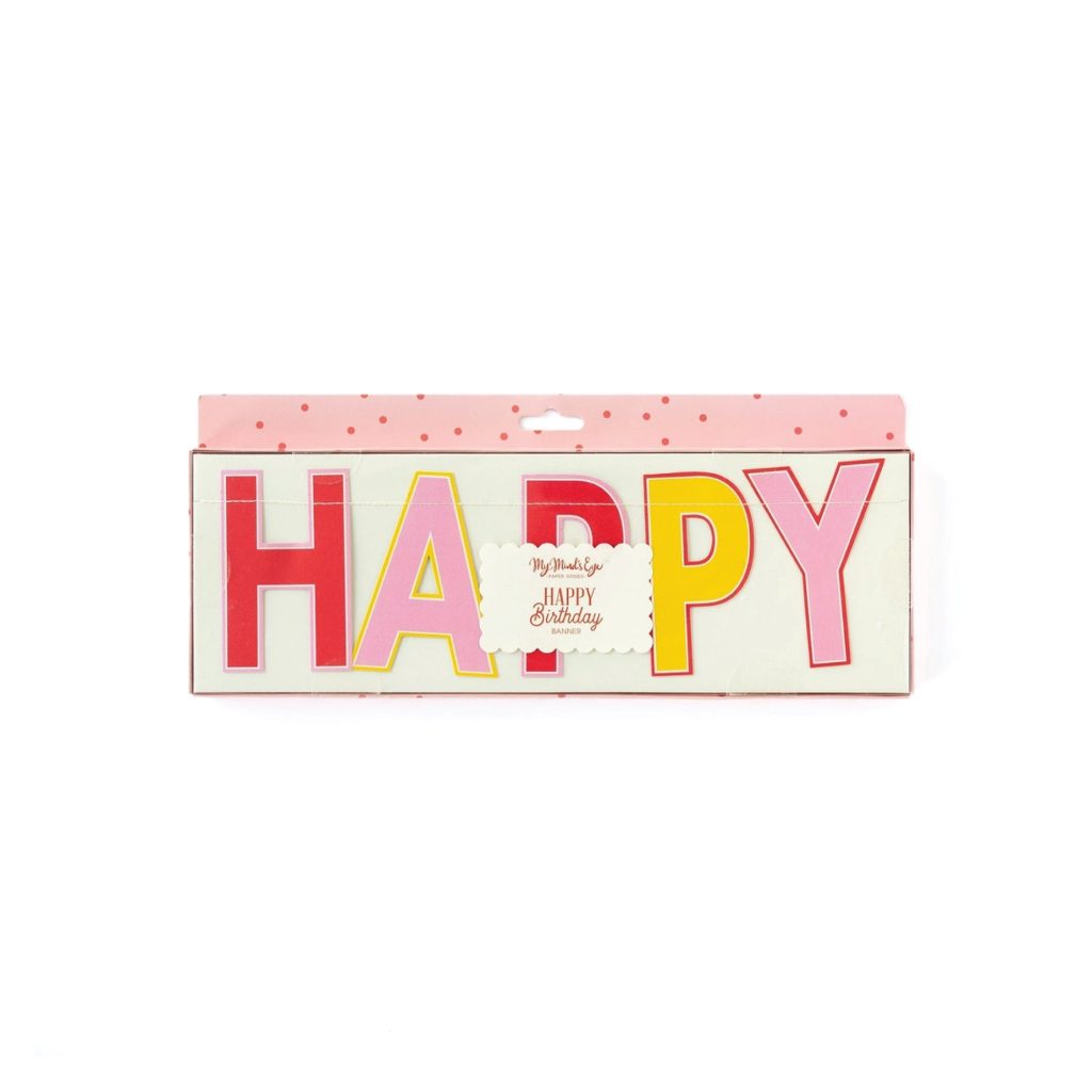 Pink Multicolor Happy Birthday Banner