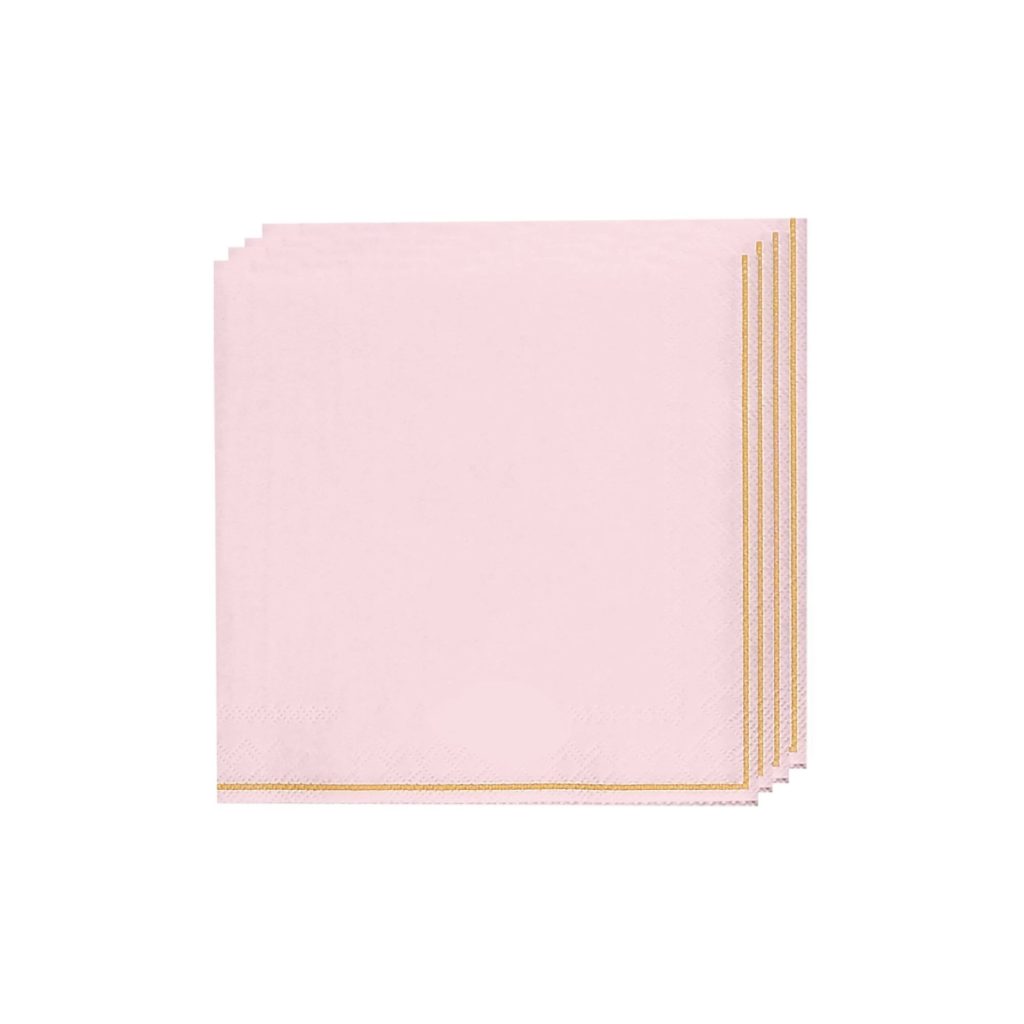 Pale Pink & Gold Stripe Dessert Napkins 20ct