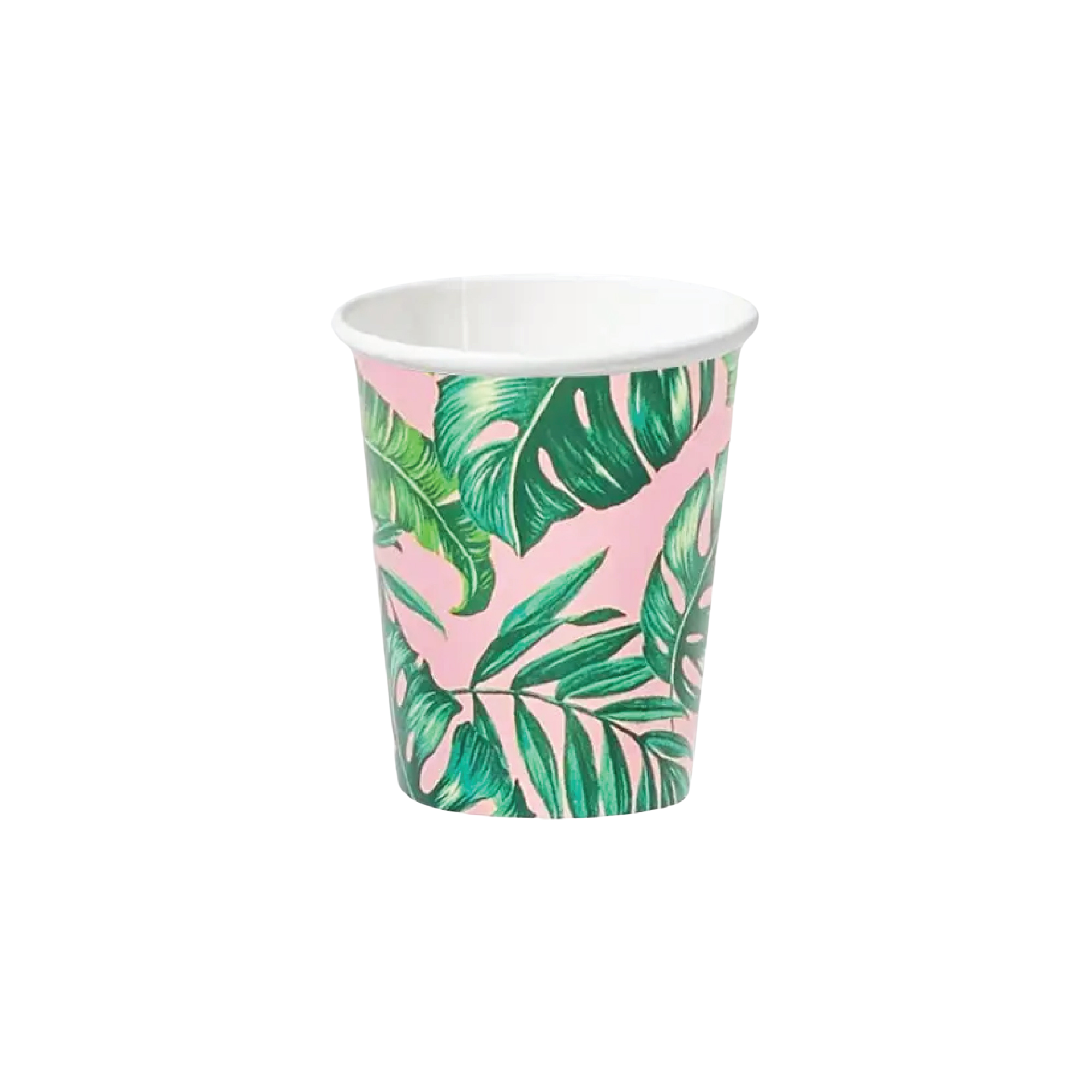 Pink Palm Leaf Paper Cups 10ct