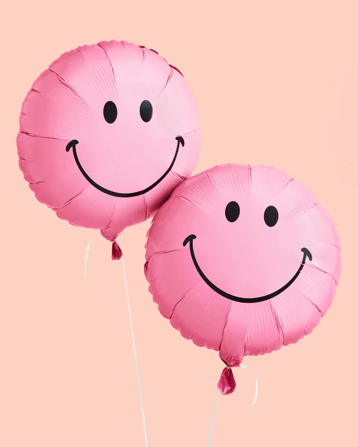 Pink Smiley Face Balloons 2ct