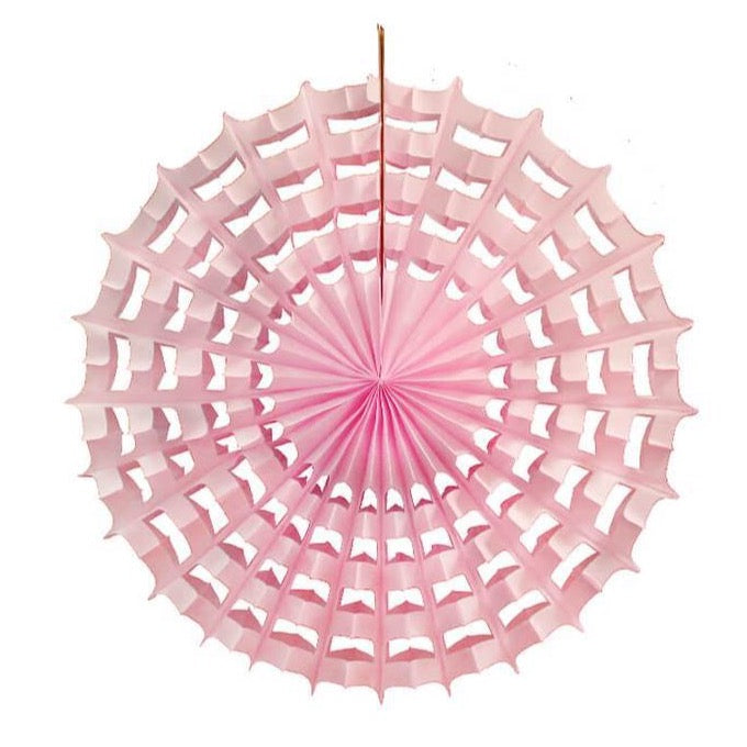 Pink Spiderweb Tissue Paper Fan 27in