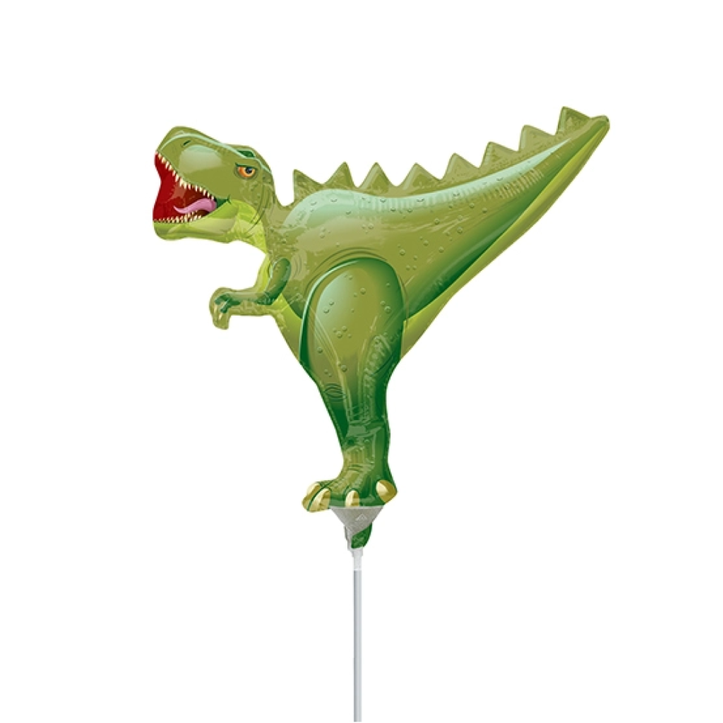 Pre-Inflated Mini T-Rex Dinosaur Stick Balloon 14in