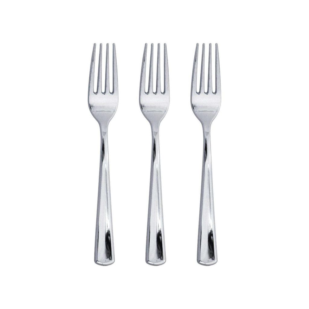 Silver Premium Plastic Forks 24ct