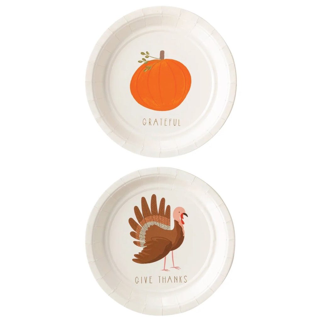 Pumpkin & Turkey Dessert Plates 8ct