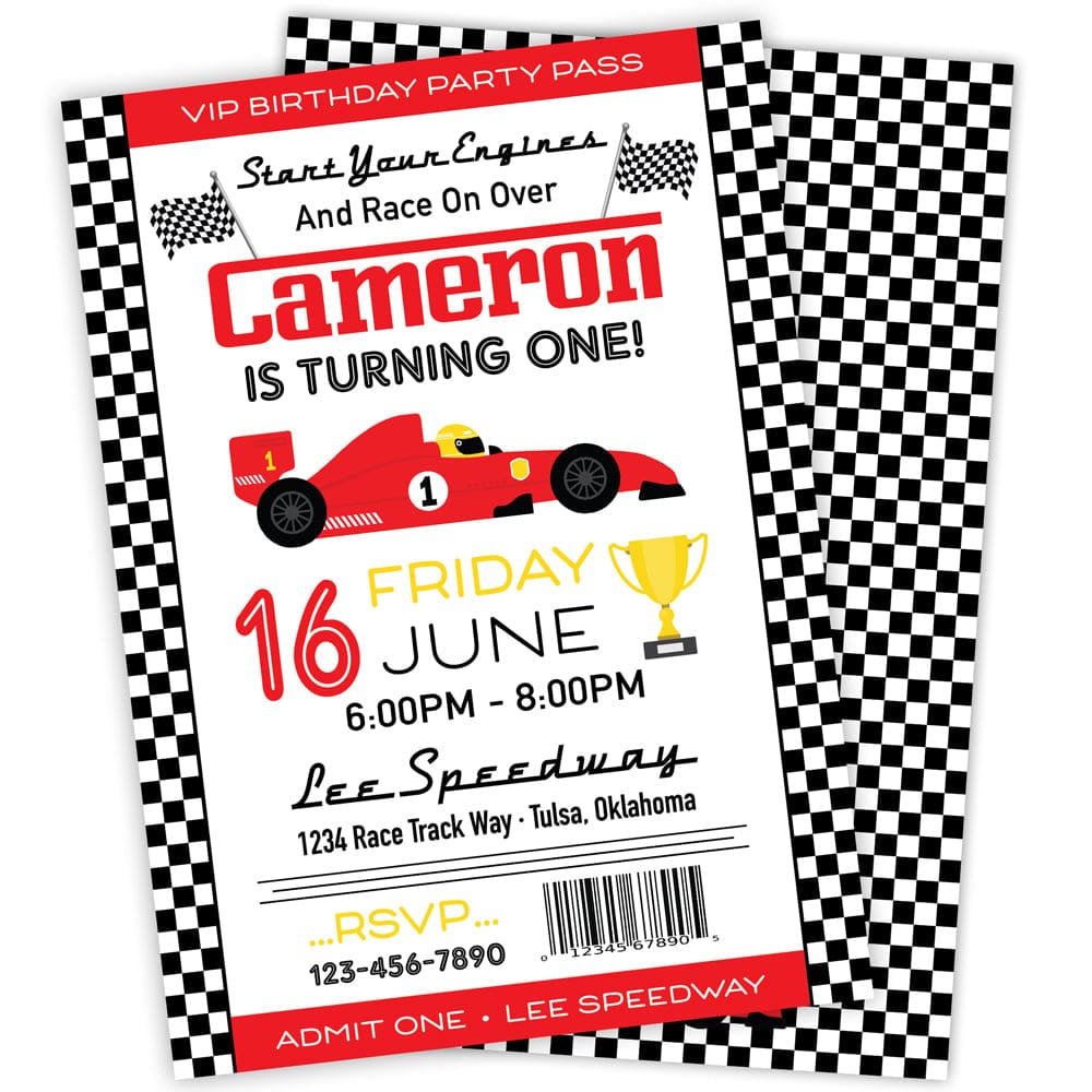 Race Car Birthday Party Invitation