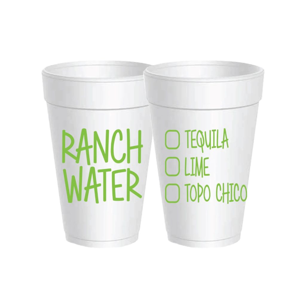 Ranch Water Styrofoam Cups With Lids 10ct