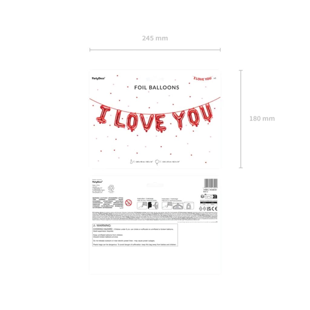 Air-Filled Red I Love You Letter Balloon Banner 7ft