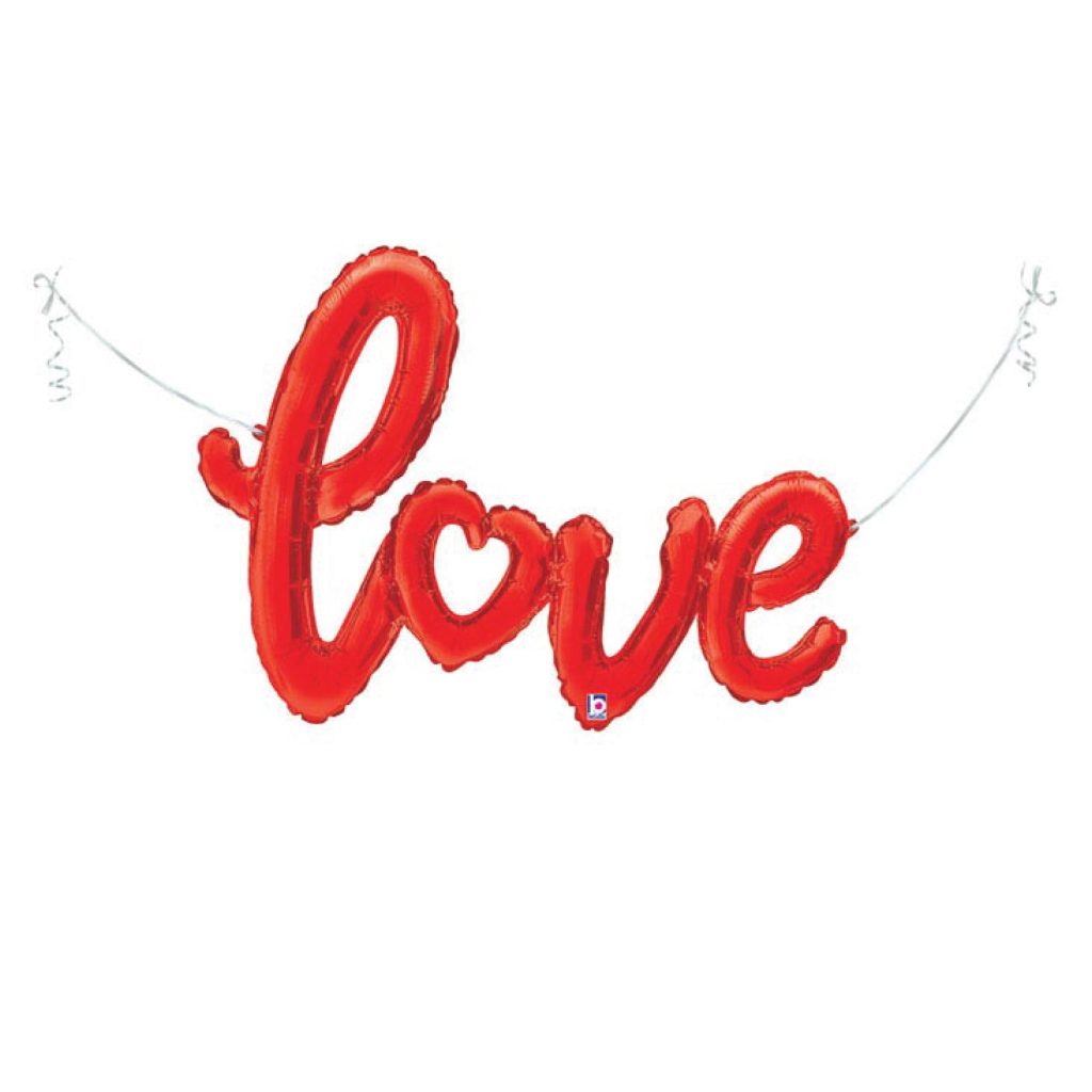 Air-Filled Red Love Cursive Letter Balloon 47in