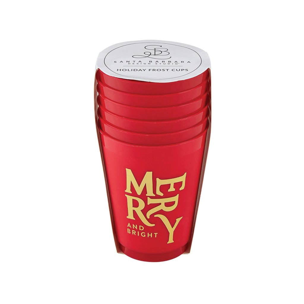 Red Merry And Bright Frosted Plastic Cups 6ct