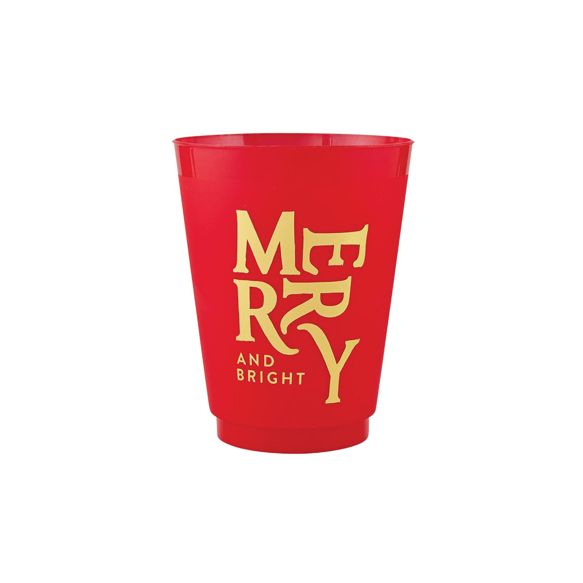 Red Merry And Bright Frosted Plastic Cups 6ct