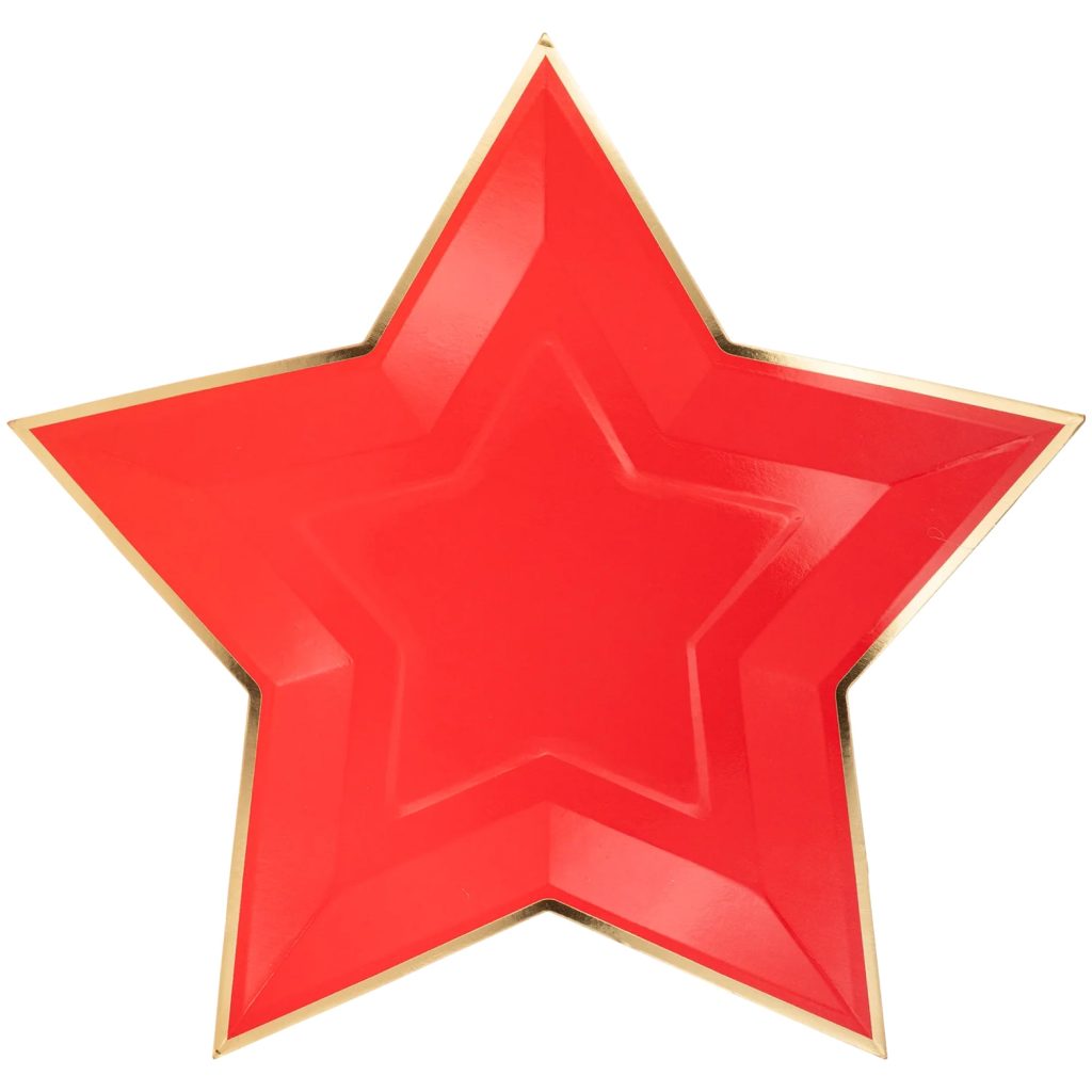 Red Star Shaped Lunch Plates 8ct