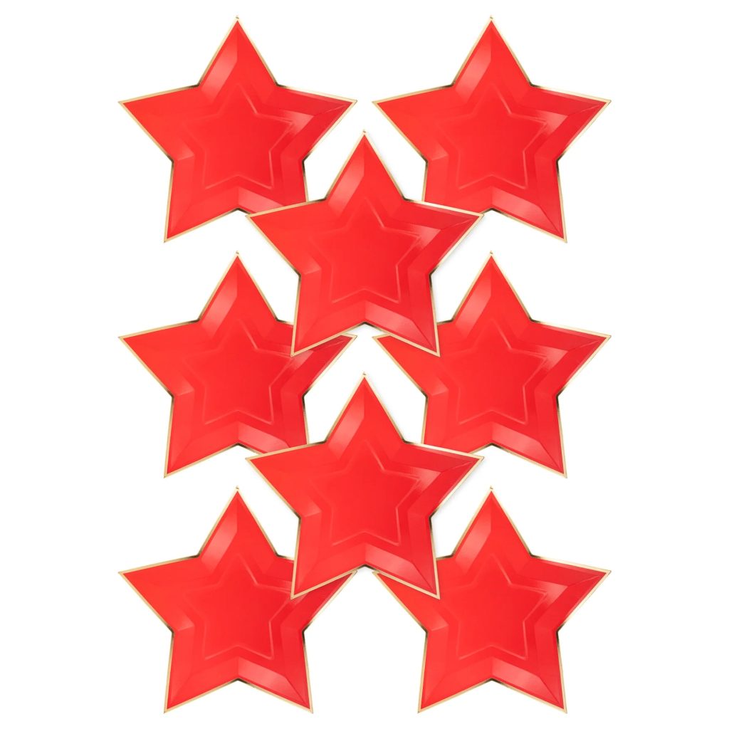 Red Star Shaped Lunch Plates 8ct