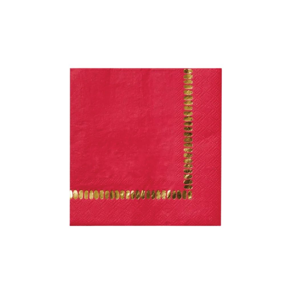 Red & Gold Brushstroke Dessert Napkins 25ct