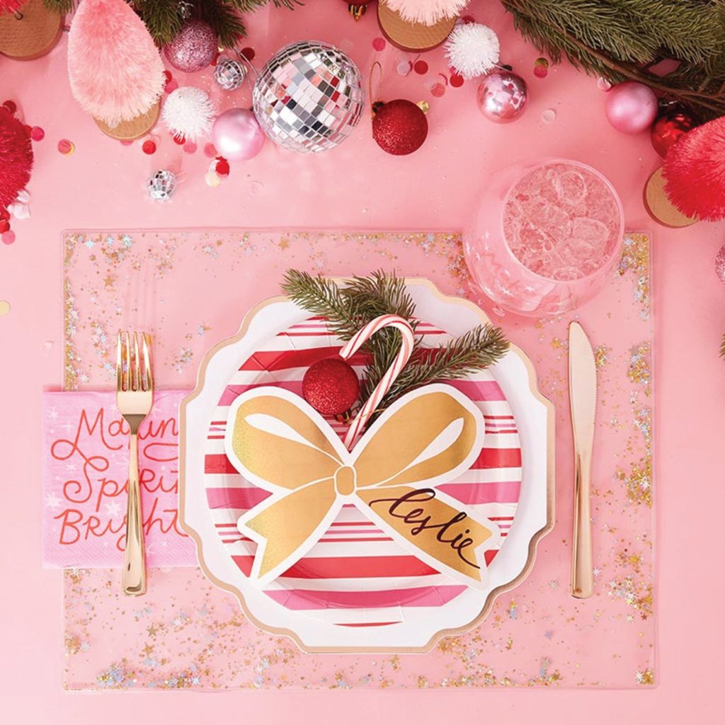 Round Red & Pink Striped Lunch Plates 12ct