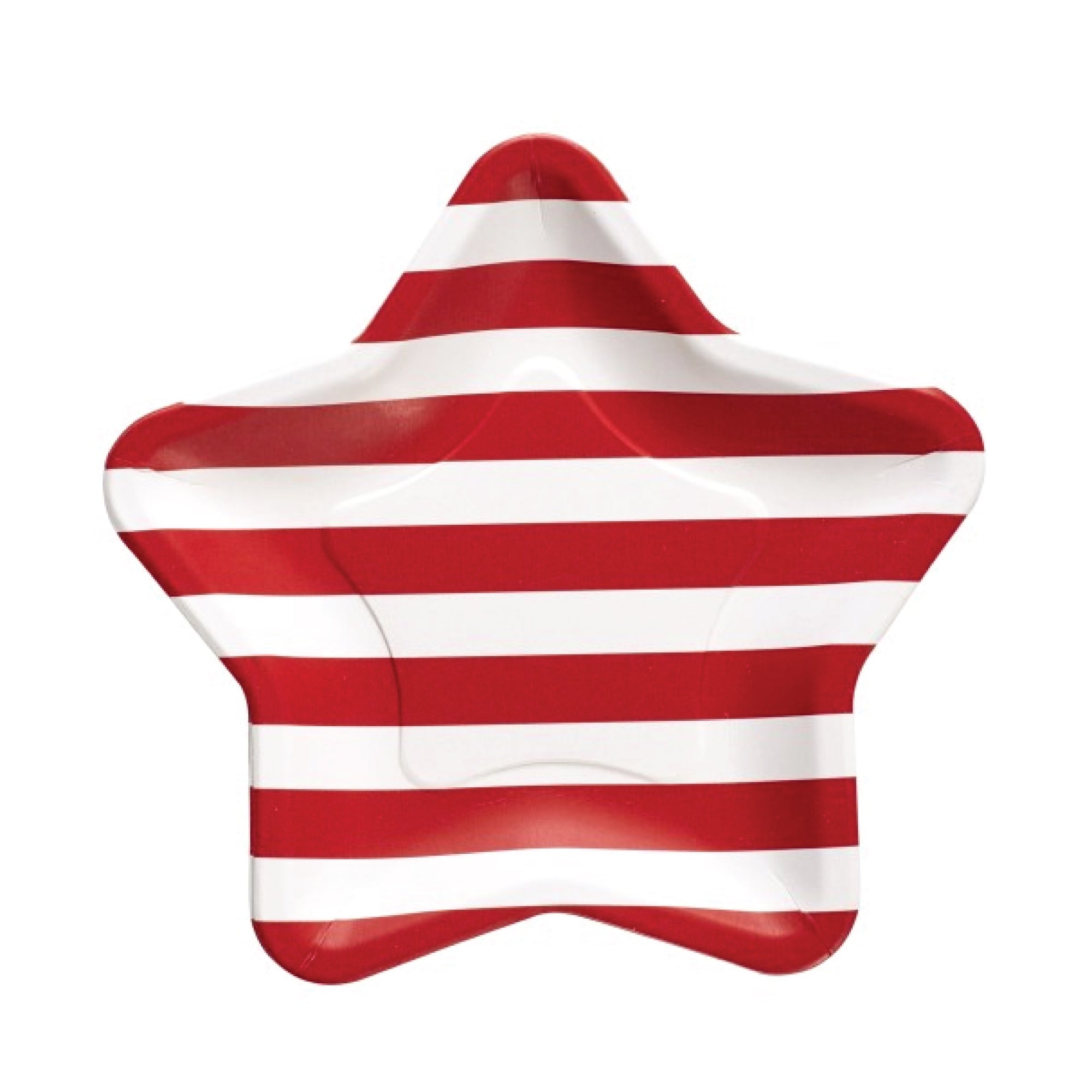 Red & White Striped Star Shaped Lunch Plate 8ct