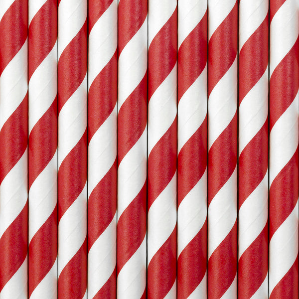 Red Striped Paper Straws 10ct