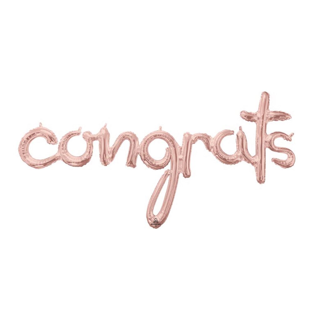 Rose Gold Congrats Cursive Letter Balloon 56in