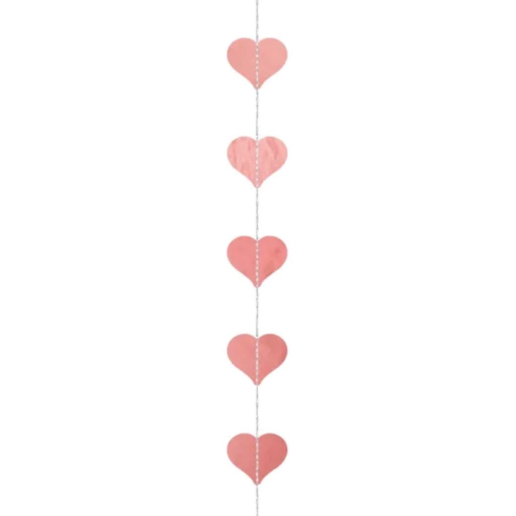 Rose Gold Hearts Vertical String Garland 10ft