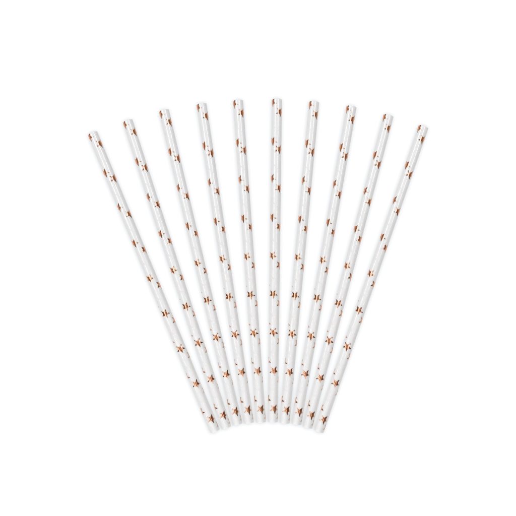 Rose Gold Star Paper Straws 10ct