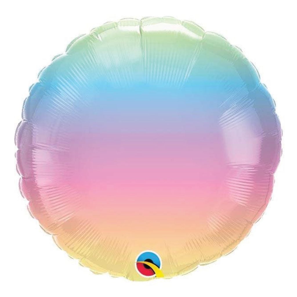 Pastel Rainbow Ombre Round Foil Balloon 18″