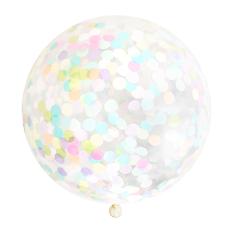 Round Pastel Rainbow Confetti Balloon With DIY Tassel Tail