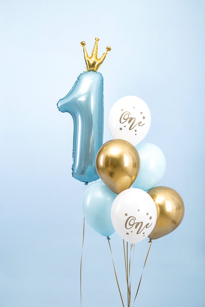 Light Blue Prince Foil Number 1 Balloon 35.5in