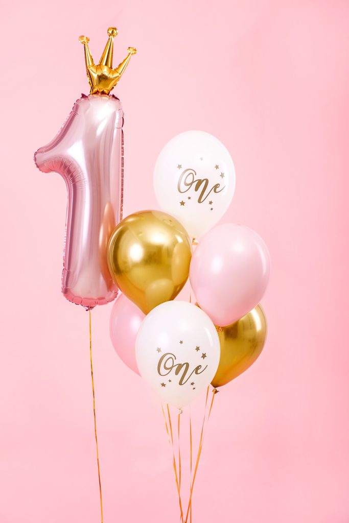 Pink & Gold 1st Birthday Balloon Bouquet 6ct