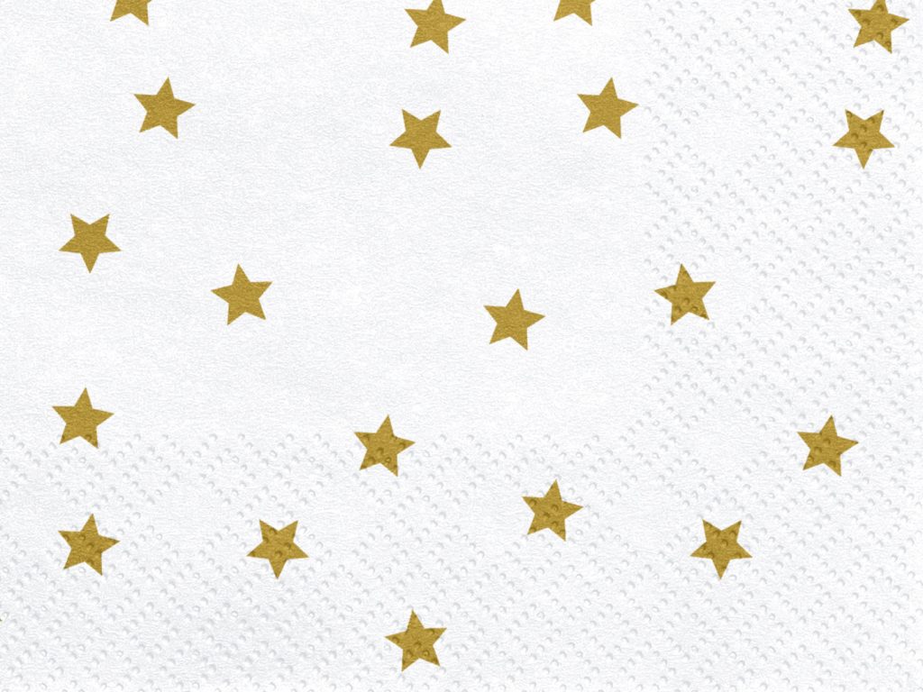 White And Gold Star Napkins 20ct