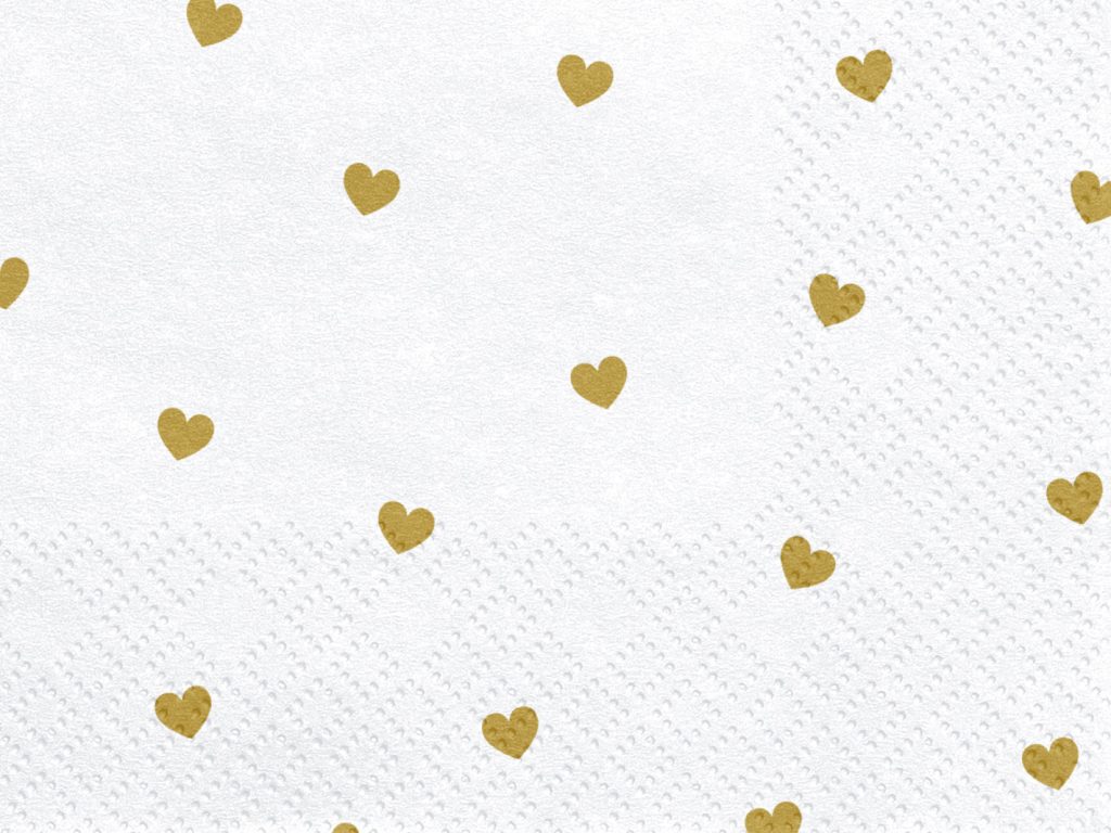 White With Gold Heart Lunch Napkins 20ct